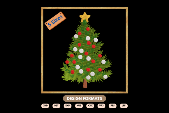 A Classic Christmas Tree Embroidery Design for Business Brands