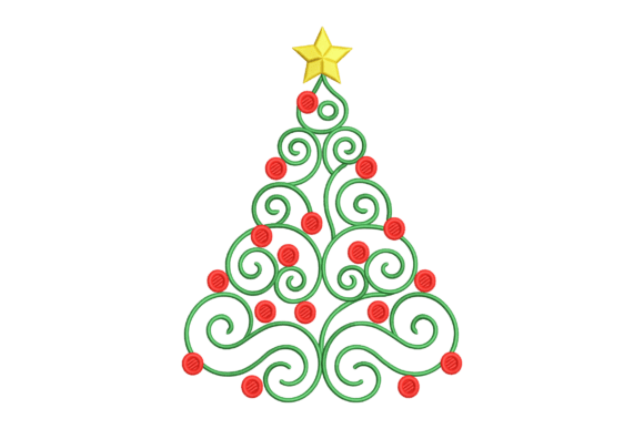 A Designer's Take on the Elegant Spiral Christmas Tree Embroidery Motif