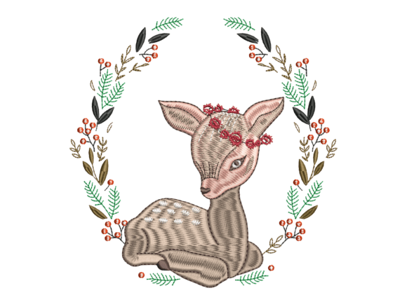 A Designer's Take on the Floral Baby Deer Wreath Embroidery Design