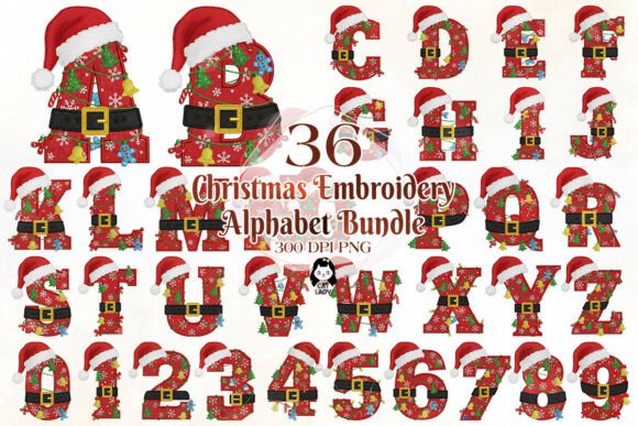 Christmas Embroidery Alphabet for Business