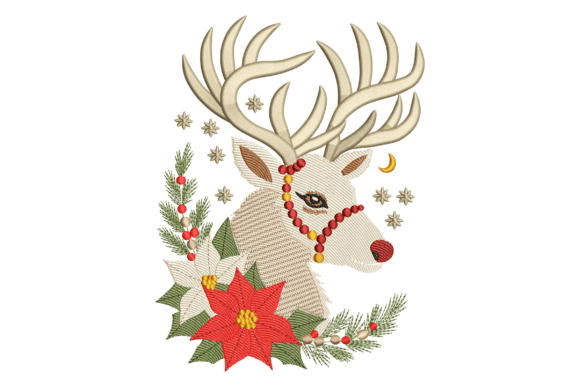 Elegant Reindeer Head with Poinsettia
