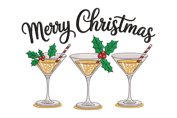 Merry Christmas Cocktail: A Festive Embroidery Delight