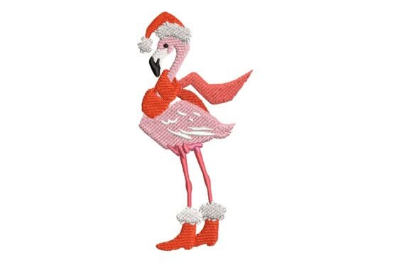 Winter Flamingo Embroidery Design for Business Brands